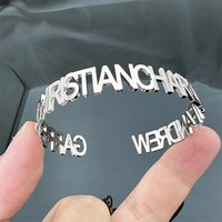 Custom Name Bracelet Personalized Stainless Steel Name Bangle Custom 18K Gold Women's Jewelry Opening Bracelet Mother'S Day Gift