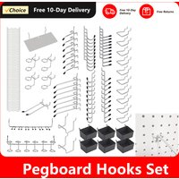 114Pcs/140Pcs Metal Pegboard Hooks Organizer Assortment Kit Peg Locks Hanging Applications