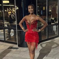 2026 Red Sexy Beaded Prom Party Dress Luxury BlackGirls Bling Women's Birthday Party Senior Hoco Dress Customized