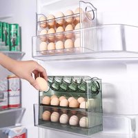 Portable Multi-Layer Egg Tray Organizer, Auto Opening/Closing Egg Holder Kitchen Large Capacity Egg Fridge Storage Box