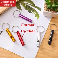 Custom Text Whistle Keychain Personalized Name Outdoor Survival Whistle Laser Engraving Camping Tool Customized Name Key Chain