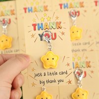 2D 1/2/3/4/8A set of cute star-shaped thank-you keychains for graduation season、Thank you teacher pendant with card、Suitable for
