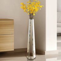 30 Inch Tall Modern Floor Vase Mirrored Glass Large Flower Home Standing Glass Vase Decorative Accessory