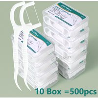 Portable Disposable Toothpicks Plastic Dental Floss And Ultra-Fine High-Tensile Floss Sticks (1 Box Of 50 Sticks) Oral Care
