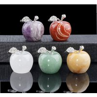 1pc 30mm Apple Figurine Stone Carving Crafts Statue Natural Gemstone Healing Crystals Reiki Christmas Gift Home Decor