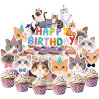 Cute Cat Cake Topper Kitten Birthday Cake Decorations For Pet Cat Party Supplies Cat Birthday Party Cake Ornament