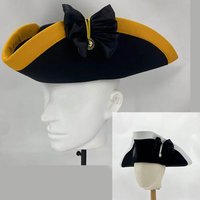Fashion Retro The 18th Century Britain Tricorn Hats Black Cap Vintage Adult Men Prop Accessories Cap 56cm to 58cm Head Size Hats