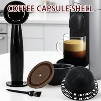 Reusable Coffee Capsule Shell Set for Vertuo Coffee Machines, Refillable Filter with Tamper & Cleaning Brush, Coffee Capsule