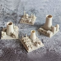 1PCS Nuclear Power Plant Model Simulation Thermal Power-station Base Size 5.5x5.5cm Assembly Creative Props Gift for DIY Display