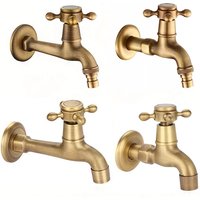 Long Garden Use Bibcock Faucet Tap Crane Antique Brass Finish Bathroom Wall Mount Washing Machine Water Faucet Tap