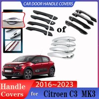 For Citroen C3 Accessories MK3 2017~2023 2022 Car Door Handles Cover Exterior Scratch Protective Decor Anti-rust Car Accessories