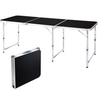 New 6.0 Ft Folding Portable Camping Table with Three Adjustable Heights, Tri-fold Outdoor Table,Outdoor Camping BBQ,Garden