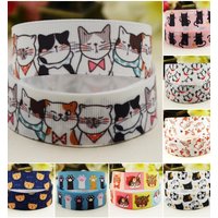 22mm 25mm 38mm Cat cartoon printed Grosgrain Ribbon satin ribbons DIY Hair Bows Merry Party Gift Decoration Material 10 Yards