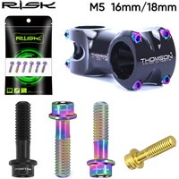 RISK Titanium Stem Bolts 6PCS M5x16mm M5x18mm Titanium Alloy Bicycle Stem Screws Colorful Bike Stem MTB Bolt Bicycle Accessories