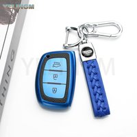 Leather TPU Car Smart Key Cover Case Bag Shell Holder Keychain for Hyundai Avante I10 I20 I30 HB20 IX25 IX35 IX45 TUCSON