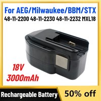High-Quality 18V 3.0Ah Ni-MH Rechargeable Battery for AEG/Milwaukee/BBM/STX Tool Battery 48-11-2200 48-11-2230 48-11-2232 MXL18
