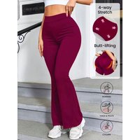 Women's High-Waisted Flared Yoga Leggings, Basic Style High Stretch Bootcut Workout Pants,Women's Trousers,Plus Size Leggings