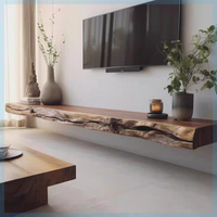 Living Room Simple Modern Solid Wood Wall-Mounted TV Cabinet Single Solid Wood Shelf