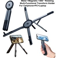 Portable Magnetic Phone Holder & Selfie Stick 3-in-1 Foldable Tripod Stand for iPhone iPad Tablet Laptop Desktop Use