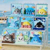 Oceanarium Animal Shark/Dolphin/Whale Educational Ornaments Model Children's Assembling Building Blocks Toys Christmas Gift