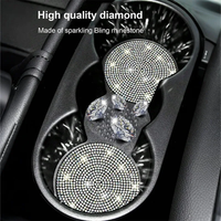 Car coaster with crystal - anti slip, heat-resistant, elegant diamond like design, light luxury shining, beautiful car interior