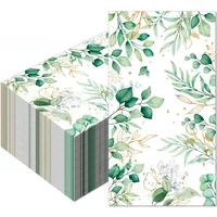 20pcs/P 33*40cm Eucalyptus Leaf Wedding Birthday Long Tissue Paper Party Disposable Decoration Wine Glass Flower Paper Placemat