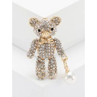 Beaut&Berry Cute Rhinestone Bear Brooches for Women Unisex Animal Pins Friends Party Gifts Banquet Jewellery Accessories