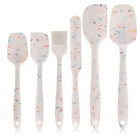 6Pcs Silicone Kitchen Utensils Set Cream Spatula Scraper Oil Brush Non-Stick Heat Resistant Cooking Baking Tools for Kitchen