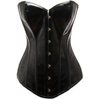 Glossy PVC Corset Top Women Shiny Black PU Leather Bustier Body Shaper Show Girl Costume