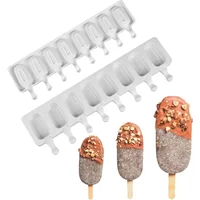 4/8 Hole Silicone Ice Cream Forms Popsicle Molds DIY Homemade Dessert Freezer Fruit Juice Ice Cube Maker Mould with Sticks