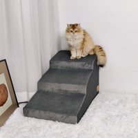 3/4 Steps Dog Stairs Ramp with Washable Cover for Small Dogs, Non-Slip Balanced, Pet Steps for Couch Sofa