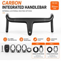 OD1 Road Bike Carbon Handlebar Toray T1000, 28.6mm, Full Internal & External Cable Routing Aero Drop Bar custom logo cycling