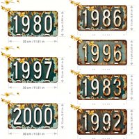 Vintage Retro Birth Year Number 1980 1983 1986 1992 1996 1997 2000 Rusty Distressed License Plate Set Aluminum Metal Painting Hi