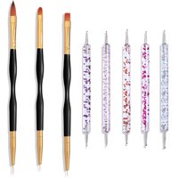 LULAA Nail Art Brush Set Nail Design Brush Nail Dusting Brush Double Ended Nail Dot Brush Suitable for Gel Nail Polish Design