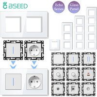 BSEED 1/2Gang Button Switch Function Part Glass Frame Only Light Switch DIY Part ST/TV/CAT6 Scoket Parts Free Combination