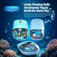 Marine Style Liquid Wireless Mouse Silent 2.4G Optical Mice with Floating Dolls, Ergonomic Design for Laptop Desktop Office Game