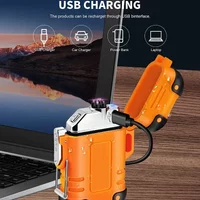 2025 New Waterproof Double Arc Lighter USB Rechargeable Windproof Plasma Lighter Outdoor Camping Flameless Smoking Accessories