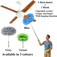 (1 duster + 1 hook) New long-handled microfibre duster – with hanging function, reusable, machine washable, easy-to-clean brush