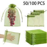 50/100 PCS Drawstring Mesh Bags Bundle Mouth Organza Bag Candy Jewelry Packaging Wedding Party Gift Bag Garden Fruit Storage Bag