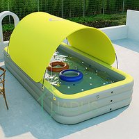 Portable Foldable Inflatable Swimming Pool with Full Shade Canopy Dustproof Outdoor Sunshade Play Pool for Home Use above Ground