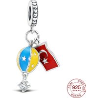 New 925 Sterling Silver Charms Turkey Hot Air Balloon Flag Pendant Fit Original Bracelet DIY For Women Fashion Jewelry Gifts
