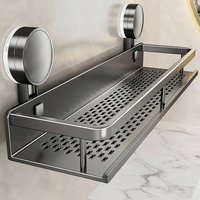 Space Aluminum Bathroom Suction Cup Storage Rack Wall-mounted Punch-free Towel Shelf Washbasin Shower Gel Organizer