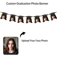 10pcs Custom Graduation Photo Face banner Personalized Grad Bunting Banner Class of 2025 Graduation Theme Party Decorations