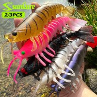 Sunlure 2/3pcs Shrimp Fishing Lure 15/18cm Saltwater Shrimp Prawn Lure Squid Jig Lure Sea Cuttlefish Fishing Bait Accessories