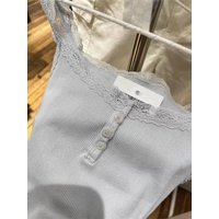 Blue Lace Trim Ribbed Buttons Camisole Women Summer New Casual cotton Slim Sleeveless Vest Sweet All-match Cropped Tank Tops Y2K