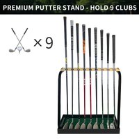 Golf Club Holder Wooden Golf Club Rack for 9 Golf Clubs Golf Putter Stand Display Organizer for Storage Indoor Home Garage