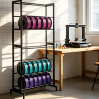 Chariot de rangement empilable en acier noir à 7 niveaux pour filaments d'imprimante 3D, avec tuyau de 0,8 mm, support au sol, nécessite assemblage, support de bobine