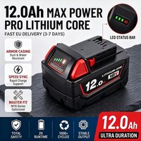 Für Milwaukee M18 12,0Ah Hochleistungs-18V-Lithium-Ionen-Akku für Milwaukee M18 kabellose Elektrowerkzeuge, 12Ah Akku