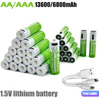 1.5V AA 13600mAh+AAA 6800mAh Rechargeable Lithium Battery with Free USB- C Cables