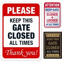 1pc Metal Warning Signs,"Keep Gate Closed And Locked At All Times"Metal Sign,Tin Sign For House, Business, Yard Or Driveway